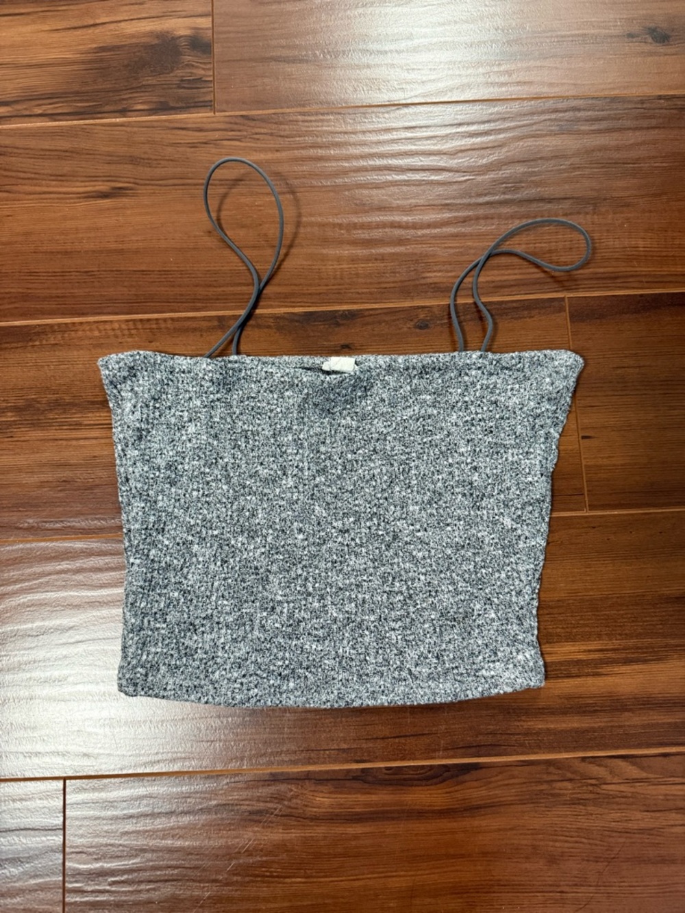 Garage Gray Knit Spaghetti Strap Cropped Cami